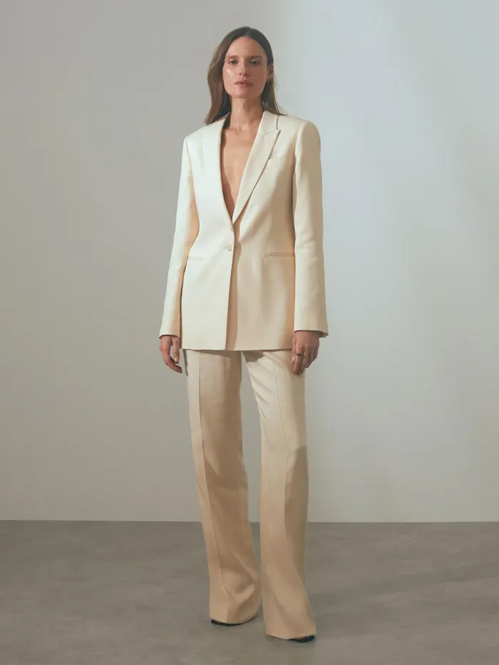 Women Reiss Suits and Tailoring Italian Textured Single Breasted Suit Blazer Blush