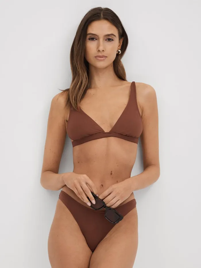 Women Reiss Swimwear Born Plunge Neck Bikini Top Copper