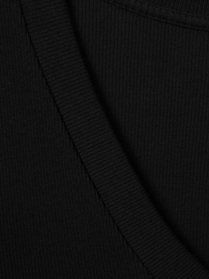 Women Reiss Tops Becca Cotton Blend Ribbed VNeck Top Black