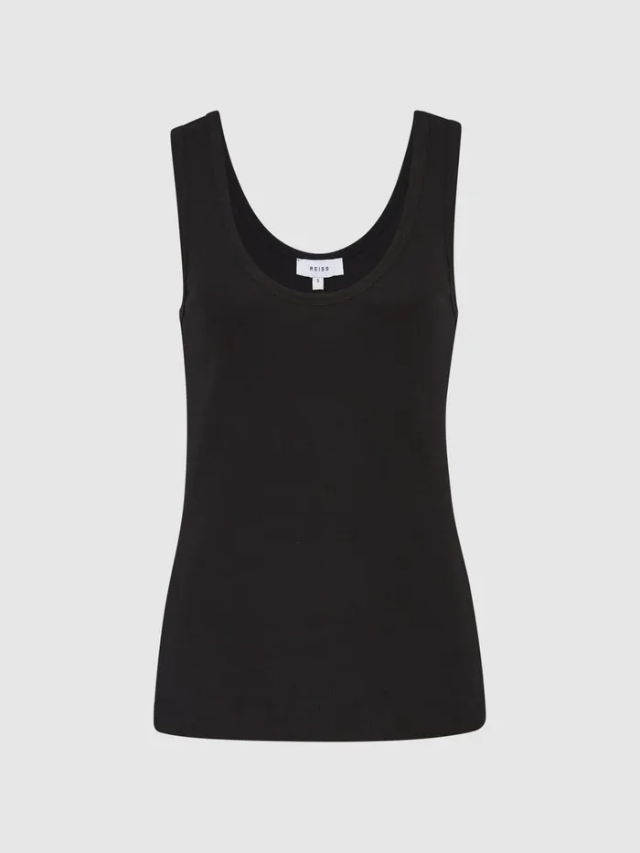 Women Reiss Tops Violet Ribbed Cotton Blend Vest Black