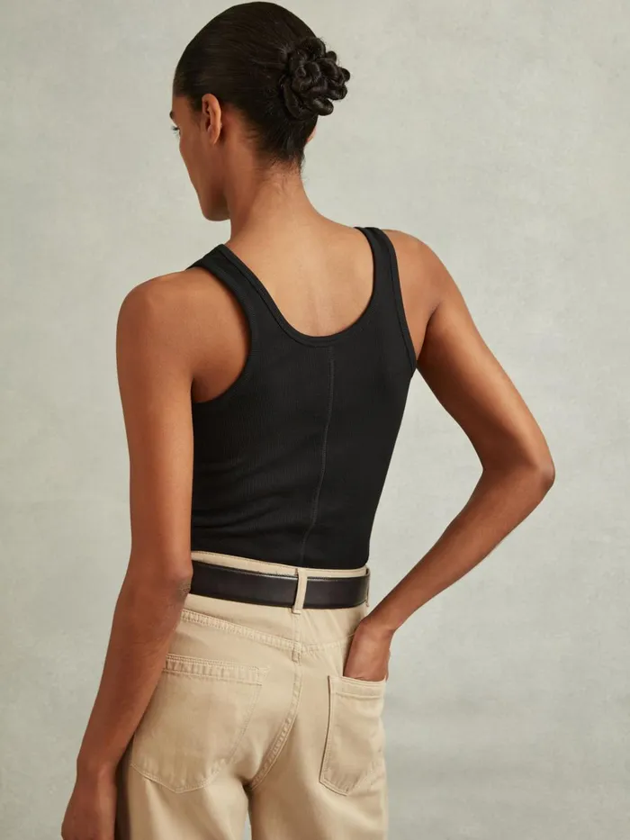 Women Reiss Tops Violet Ribbed Cotton Blend Vest Black