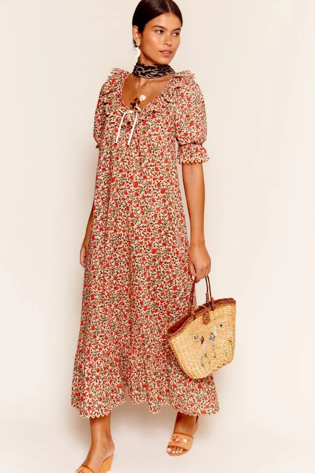 Women RIXO All Clothing Aprilia Midi Dress Ditsy Trail Cream