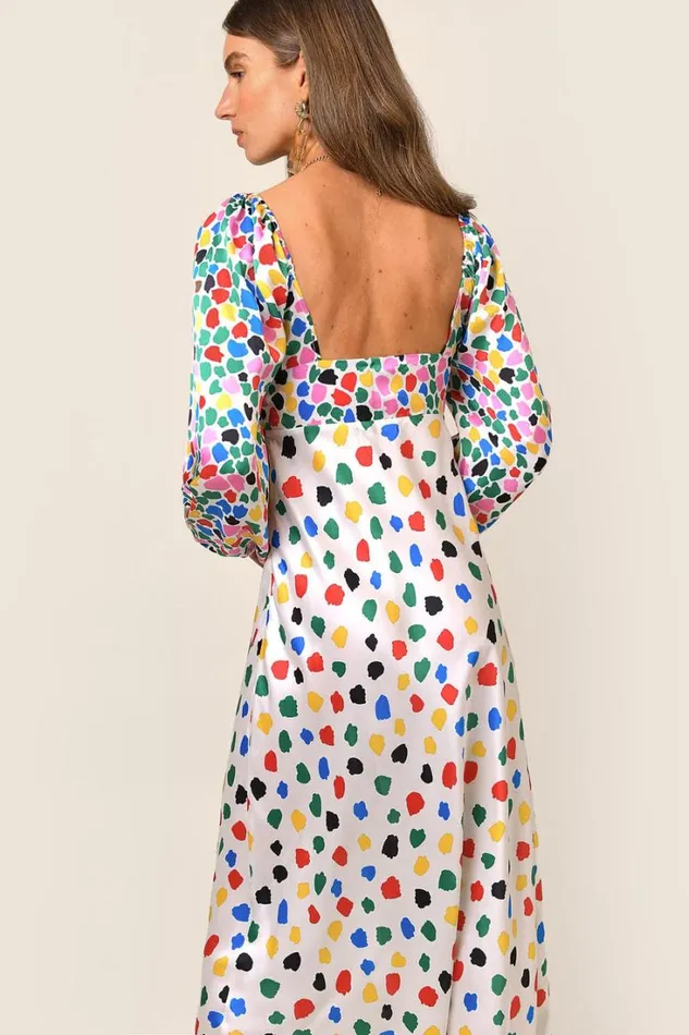 Women RIXO All Clothing Gio Silk Midi Dress Micro Tulip Mixed