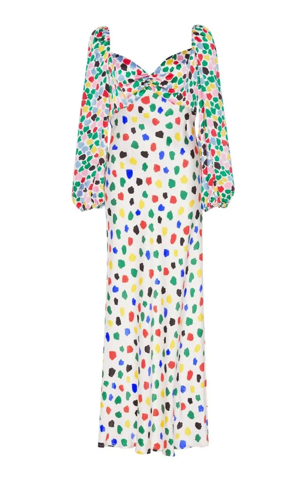 Women RIXO All Clothing Gio Silk Midi Dress Micro Tulip Mixed