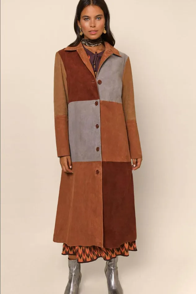 Women RIXO Coats And Jackets Lindsey Suede Coat Patchwork Autumn