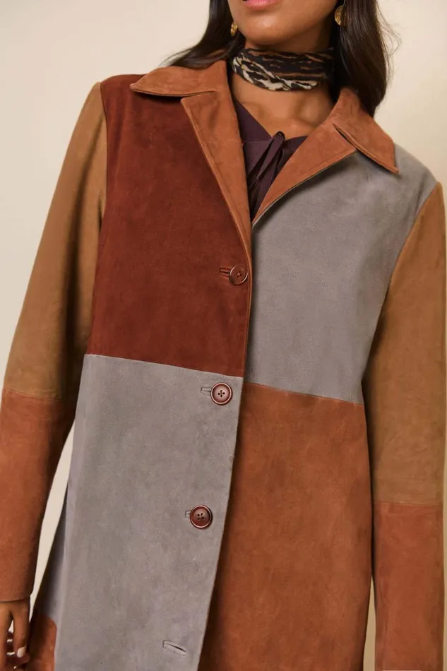 Women RIXO Coats And Jackets Lindsey Suede Coat Patchwork Autumn