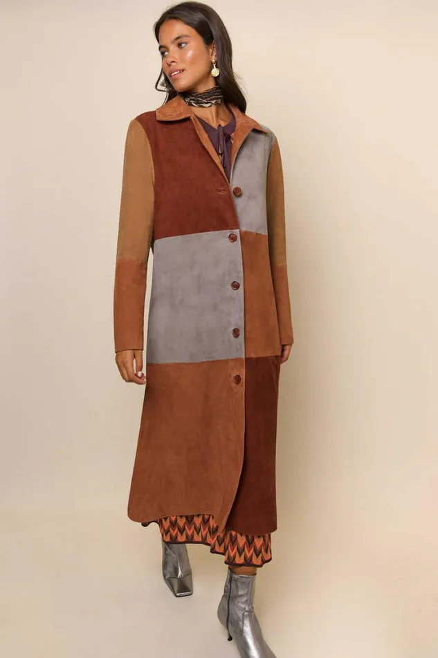 Women RIXO Coats And Jackets Lindsey Suede Coat Patchwork Autumn