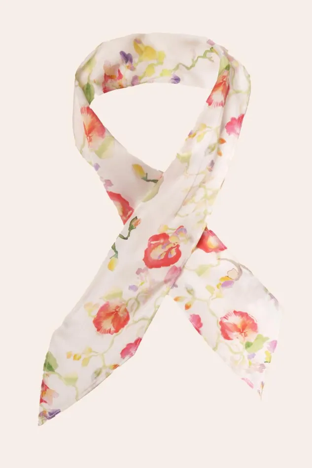 Women RIXO Last Chance Alexa Silk Scarf Waterblossom Ivory