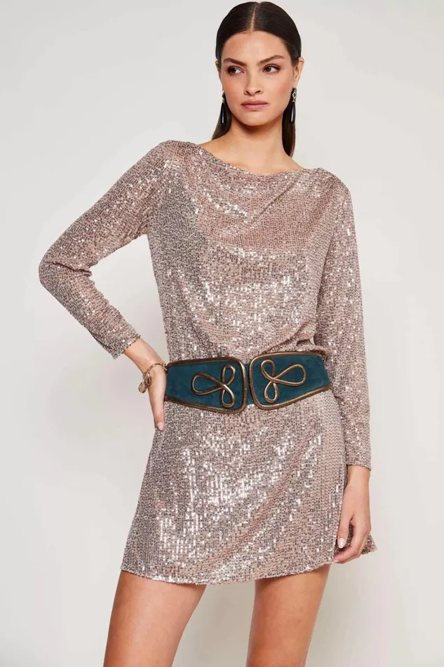 Women RIXO Last Chance Cissi Backless Mini Dress Embellishment Gold