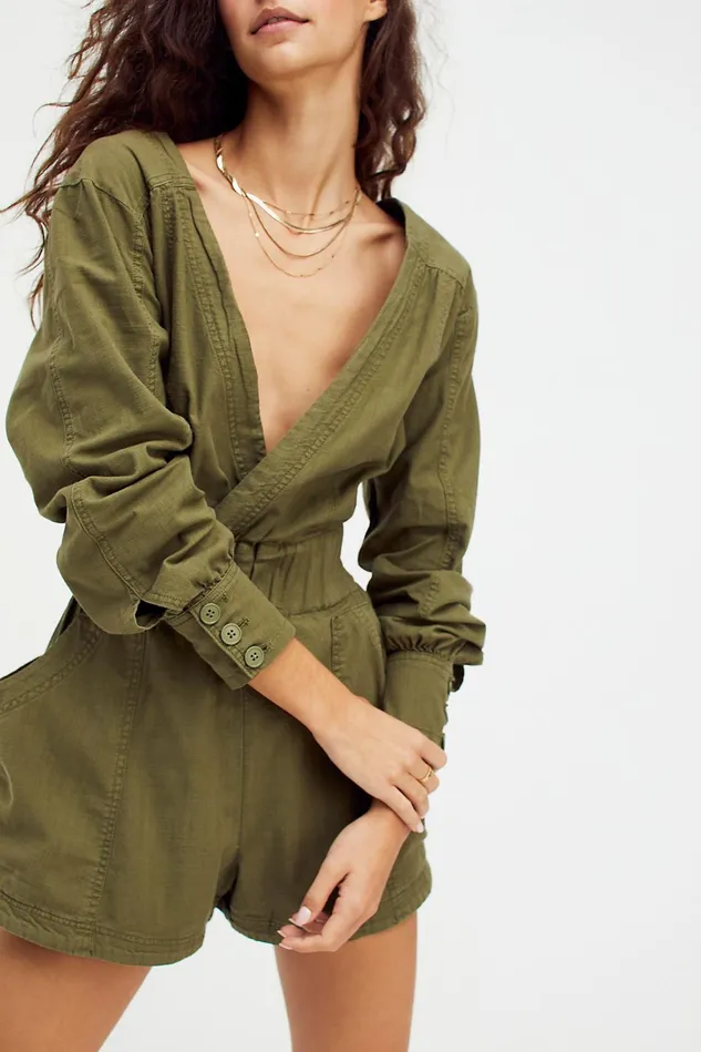 Women Rompers Free People Beside You Shortall Olive Sparrow