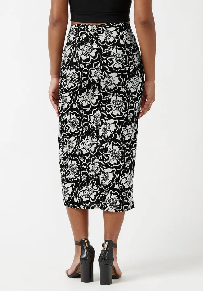 Women Salome Black And Cream Flower Print TwistFront Skirt Black Cream Flwr Buffalo David Bitton Shorts and Skirts