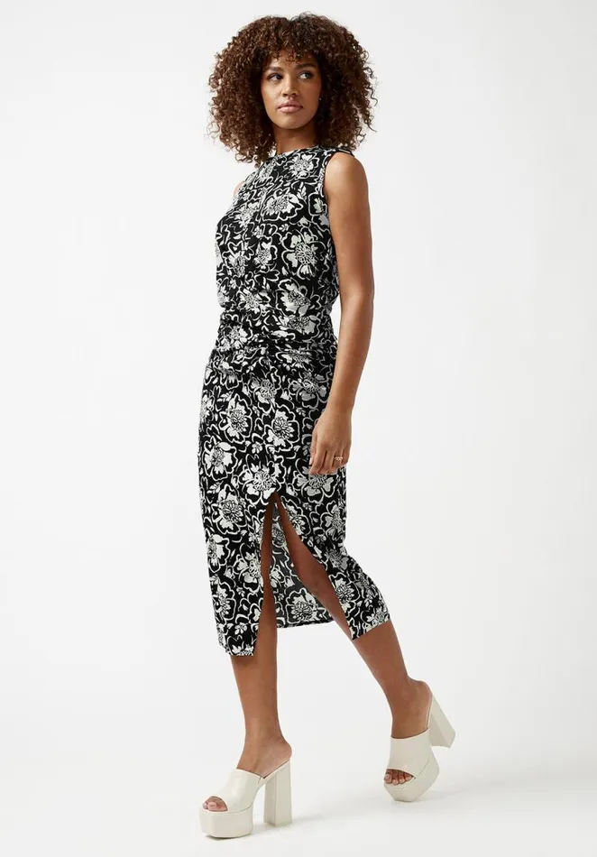 Women Salome Black And Cream Flower Print TwistFront Skirt Black Cream Flwr Buffalo David Bitton Shorts and Skirts