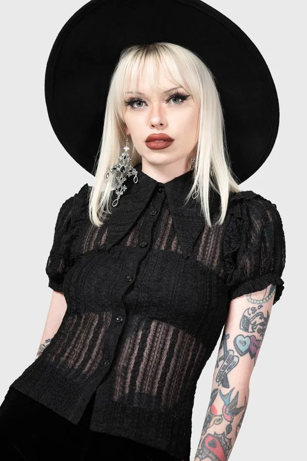 Women Shirts and Blouses Killstar Elena039s Choice Lace Collar Blouse B