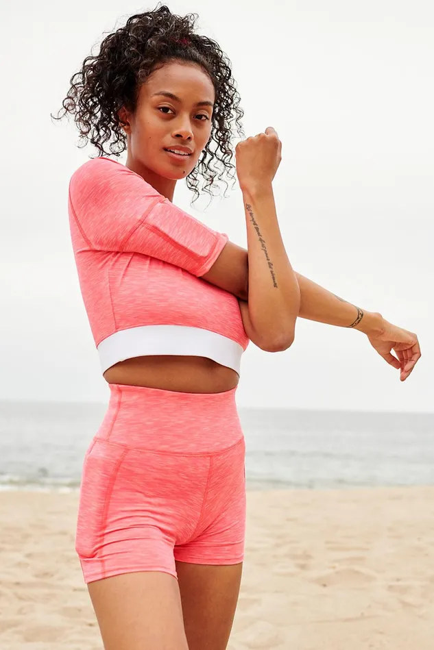 Women Shorts Free People Kilogear Cut Set The Tone Shorts Neon Melon