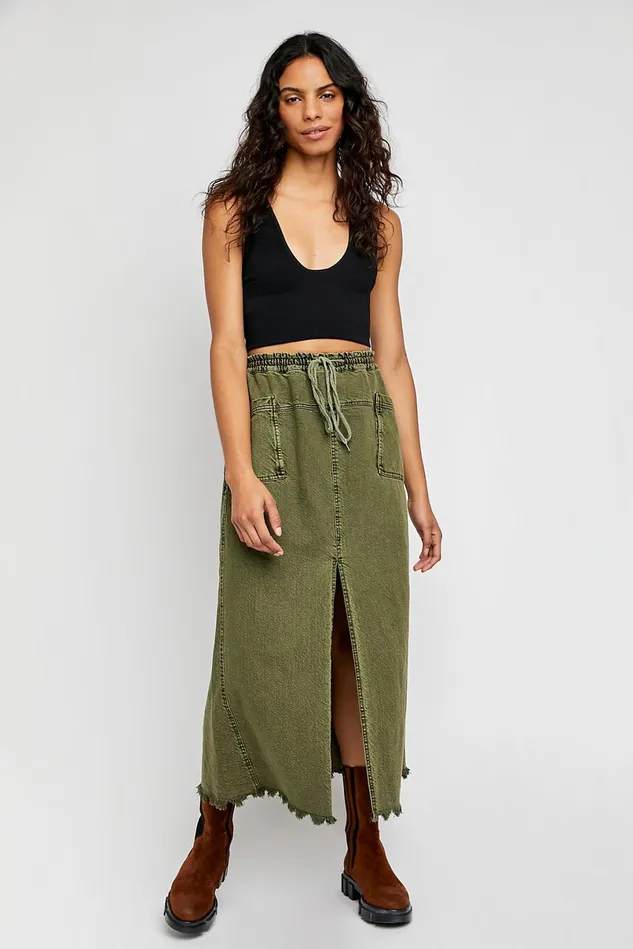 Women Skirts Free People Like This Maxi Skirt Olive Sparrow