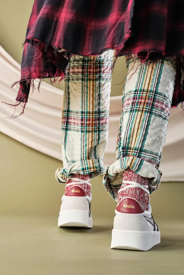 Women Sneakers Free People Gola Grandslam Classic Sneakers White Navy Deep Red