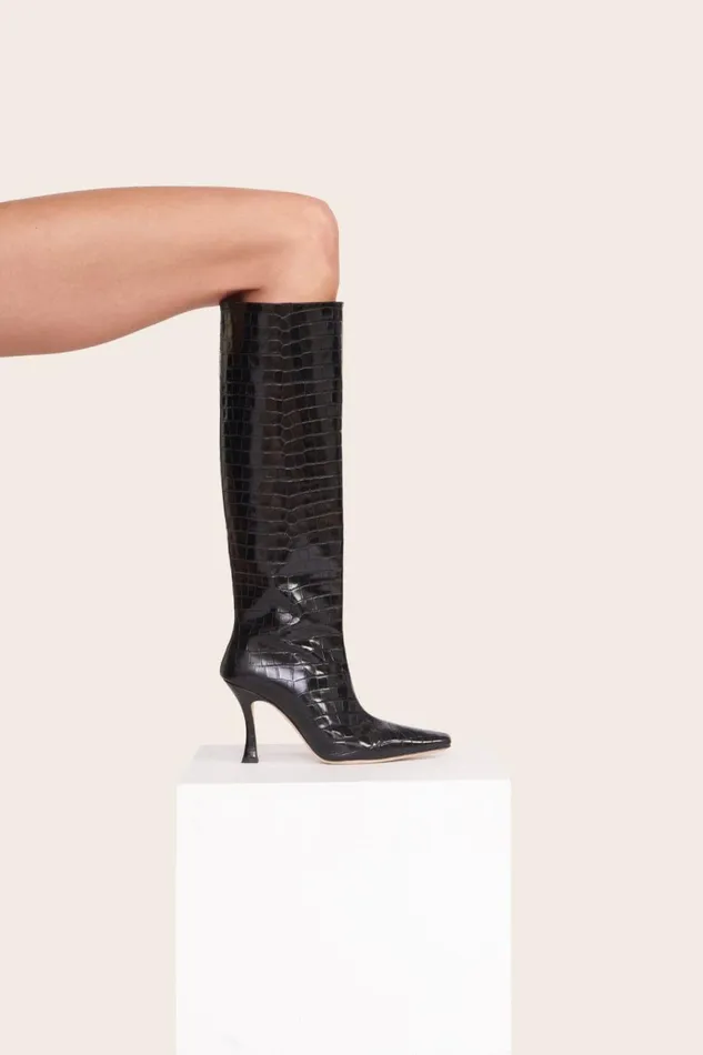 Women STAUD Boots CAMI BOOT BLACK CROC EMBOSSED Women STAUD Boots CAMI BOOT BLACK CROC EMBOSSED