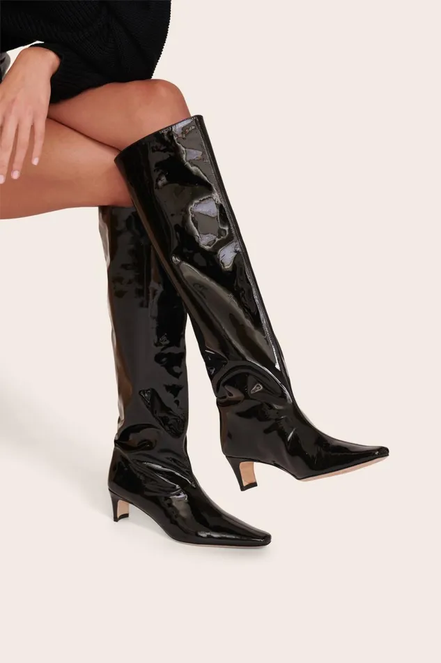 Women STAUD Boots WALLY BOOT BLACK PATENT Women STAUD Boots WALLY BOOT BLACK PATENT