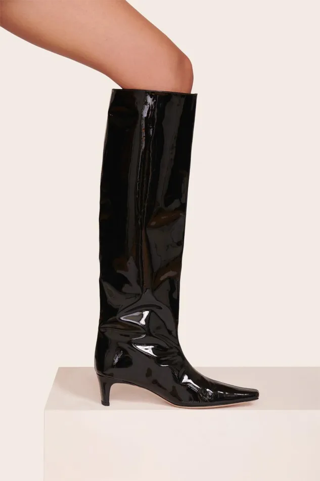 Women STAUD Boots WALLY BOOT BLACK PATENT Women STAUD Boots WALLY BOOT BLACK PATENT