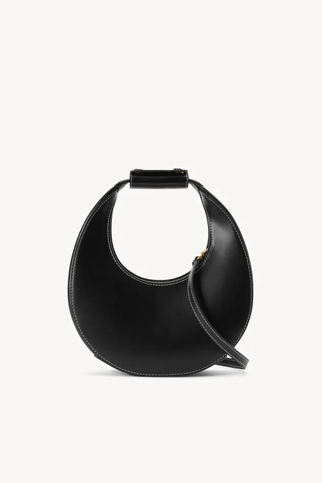 Women STAUD Crossbody MINI MOON BAG BLACK