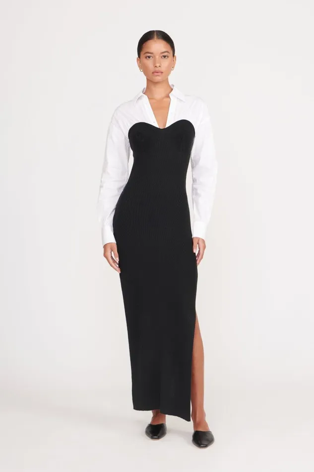 Women STAUD Dresses HAZEL DRESS BLACK WHITE