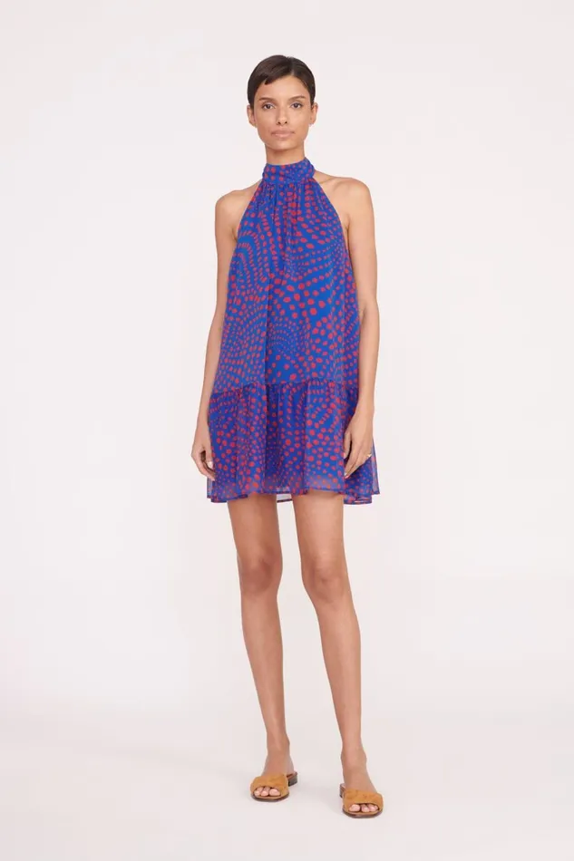 Women STAUD Dresses MARLOWE DRESS LAPIS WAVY DOT