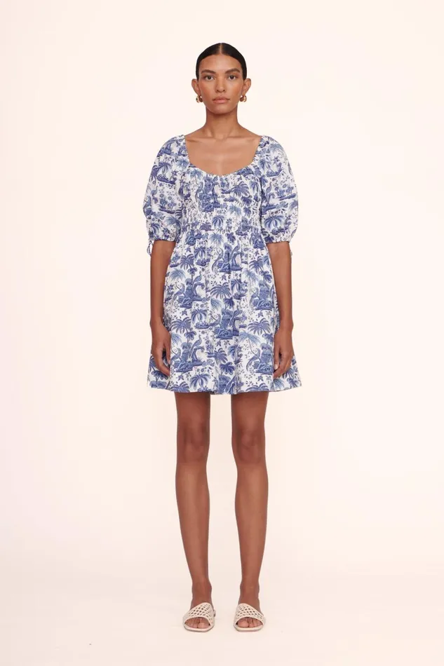 Women STAUD Dresses MINI FAYE DRESS BLUE TOILE