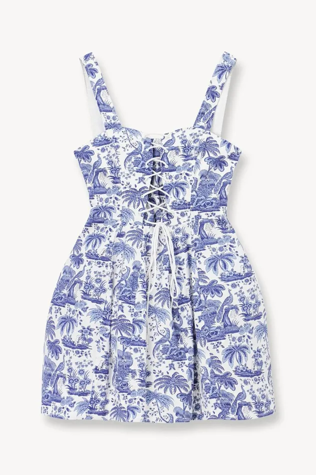 Women STAUD Dresses MINI SUTTON DRESS BLUE TOILE Women STAUD Dresses MINI SUTTON DRESS BLUE TOILE