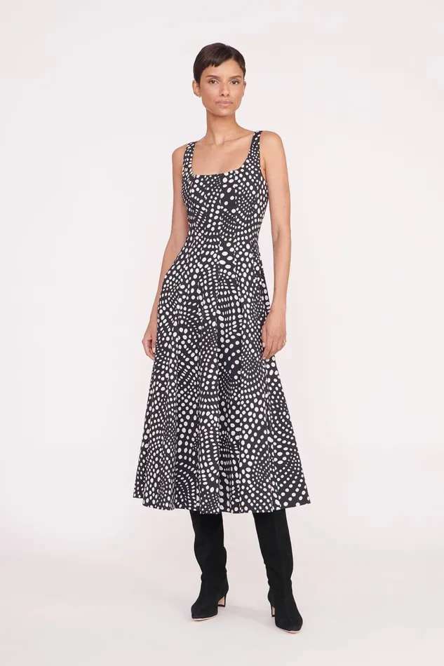 Women STAUD Dresses WELLS DRESS BLACK WAVY DOT