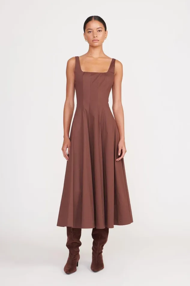 Women STAUD Dresses WELLS DRESS MAHOGANY