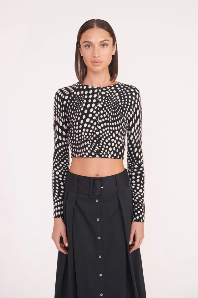 Women STAUD Knits DEANNA SWEATER BLACK WAVY DOT