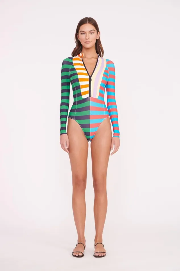Women STAUD One Pieces AMALIA RASH GUARD CABANA STRIPE MULTI