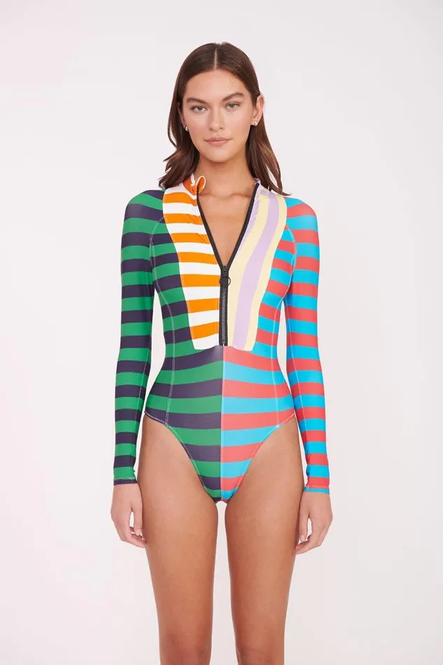Women STAUD One Pieces AMALIA RASH GUARD CABANA STRIPE MULTI Women STAUD One Pieces AMALIA RASH GUARD CABANA STRIPE MULTI