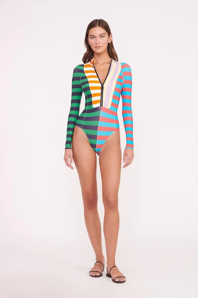 Women STAUD One Pieces AMALIA RASH GUARD CABANA STRIPE MULTI Women STAUD One Pieces AMALIA RASH GUARD CABANA STRIPE MULTI