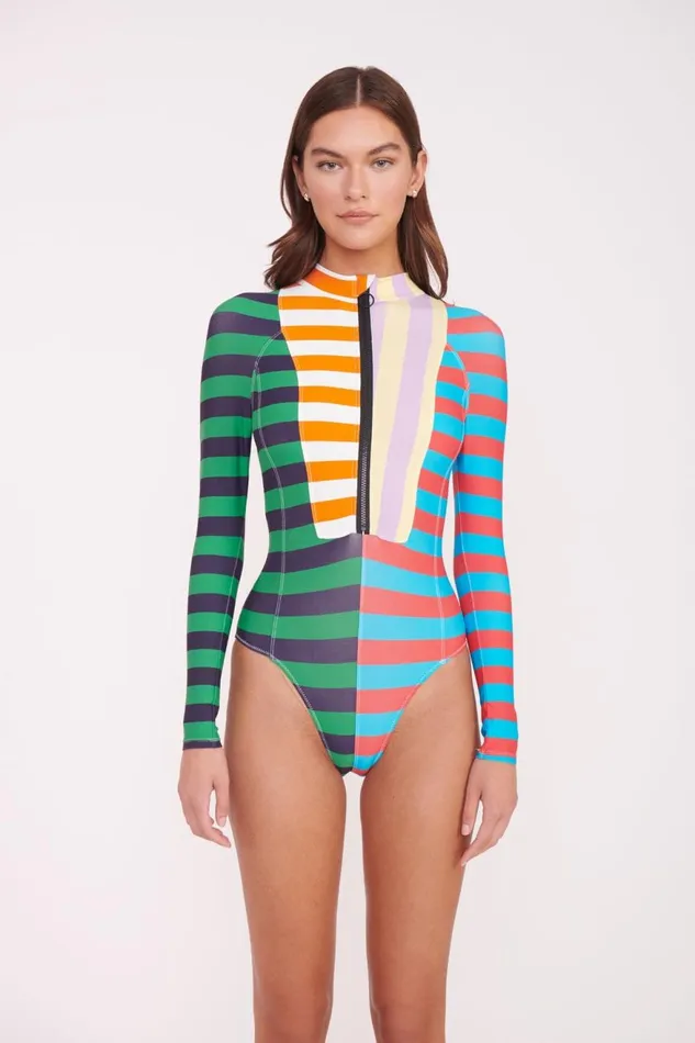 Women STAUD One Pieces AMALIA RASH GUARD CABANA STRIPE MULTI Women STAUD One Pieces AMALIA RASH GUARD CABANA STRIPE MULTI