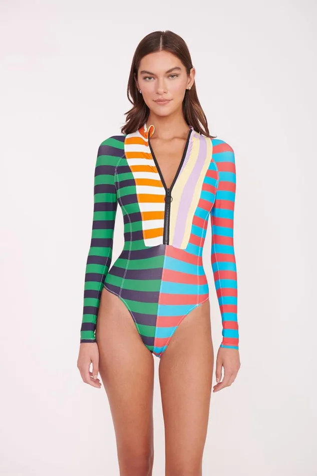 Women STAUD One Pieces AMALIA RASH GUARD CABANA STRIPE MULTI Women STAUD One Pieces AMALIA RASH GUARD CABANA STRIPE MULTI