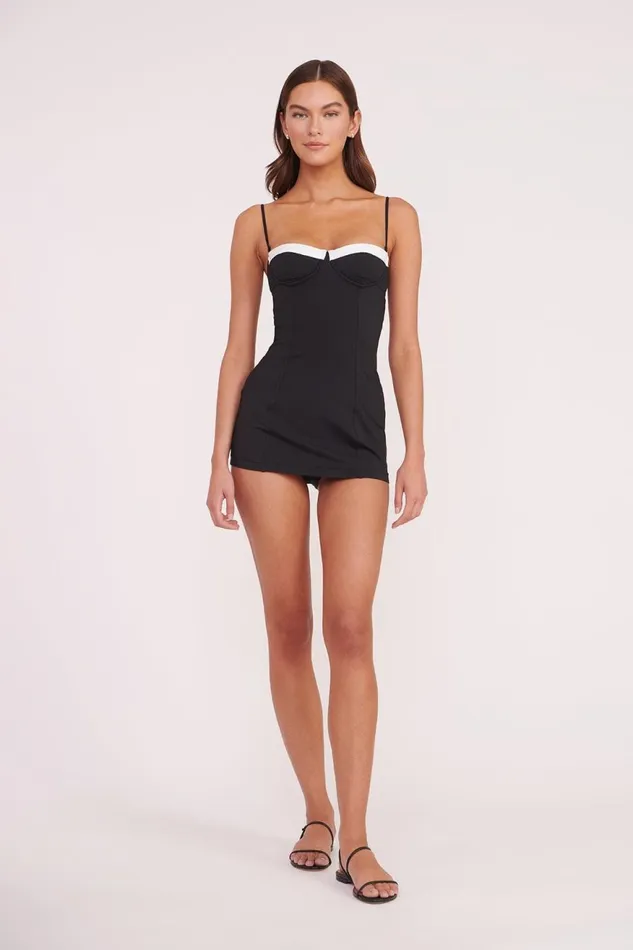 Women STAUD One Pieces MAEVE SWIM DRESS BLACK WHITE