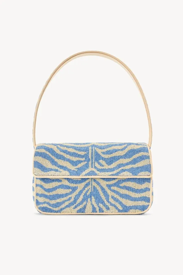 Women STAUD Shoulder TOMMY BEADED BAG LIGHT BLUE CREAM