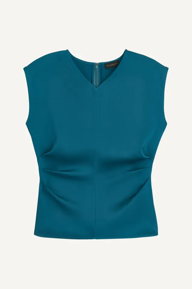 Women Sweaters And Tops Donna Karan CAP SLEEVE BLOUSE Empire Teal