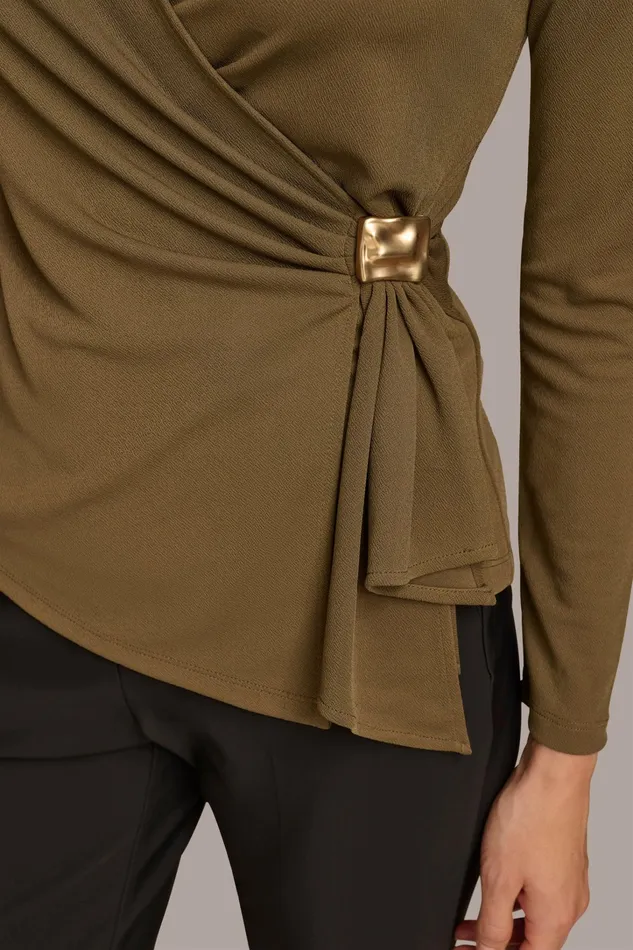 Women Sweaters And Tops Donna Karan V NECK TOP WITH HARDWARE Beech