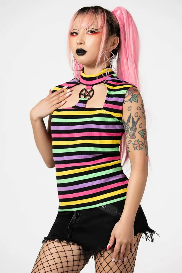 Women TShirts and Vests Killstar Rainbow Warrior Top