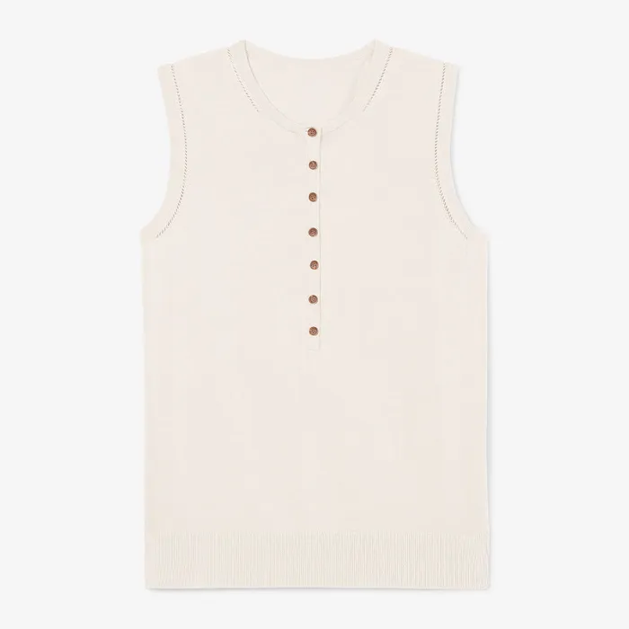 Women The Crimmins Pointelle Tank 8211 Cotton Silk Knit Ivory Sweaters M M LaFleur