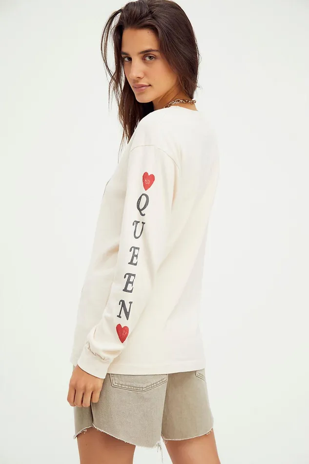 Women Tops Free People Queen Of Hearts Oversized Long Sleeve Sand
