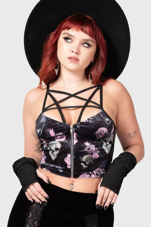 Women Velvet Killstar Lost In Sin Zip Top BLACKPINK
