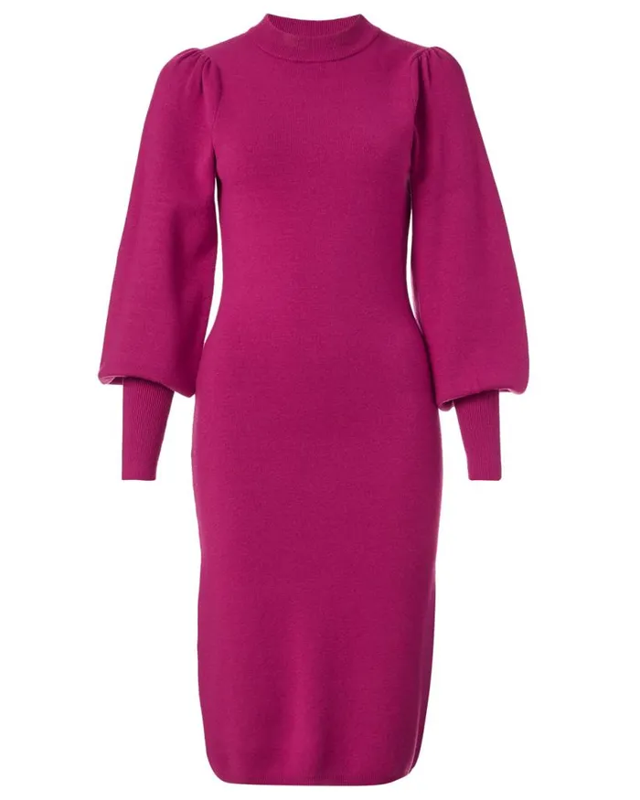 Women Voluminous Sleeve Tyra Sweater Dress Fuchsia Buffalo David Bitton Dresses and Jumpsuits