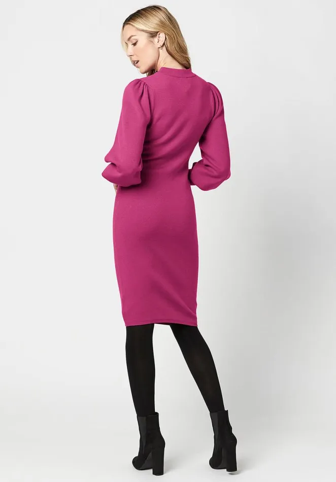 Women Voluminous Sleeve Tyra Sweater Dress Fuchsia Buffalo David Bitton Dresses and Jumpsuits
