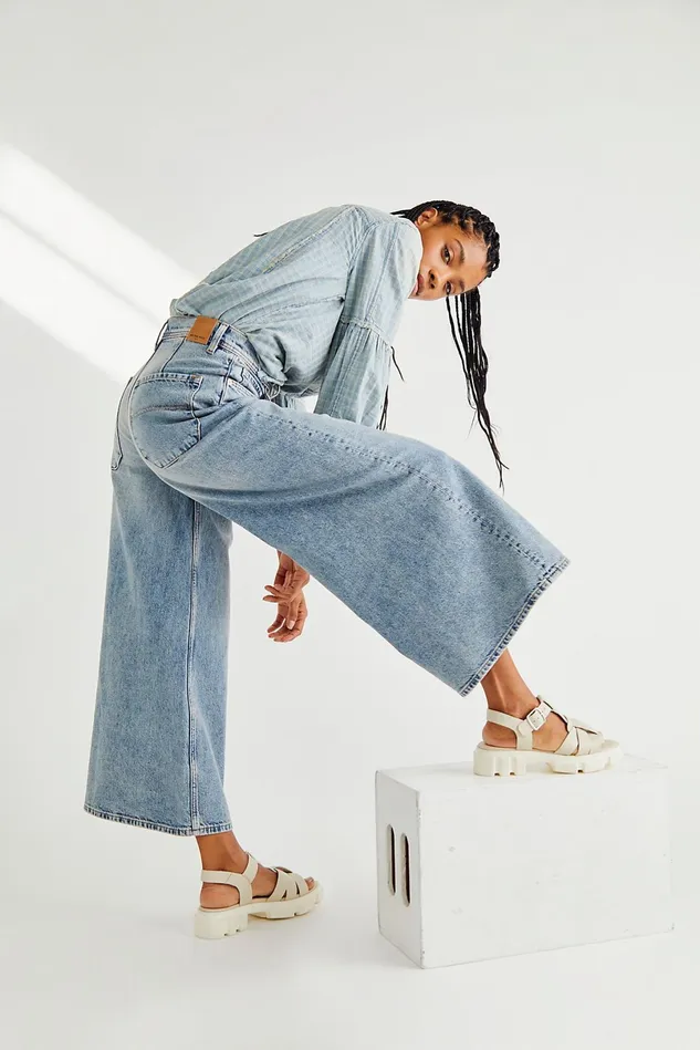 Women WideLeg Jeans Free People Landry Wide Leg Jeans Mabel Blue