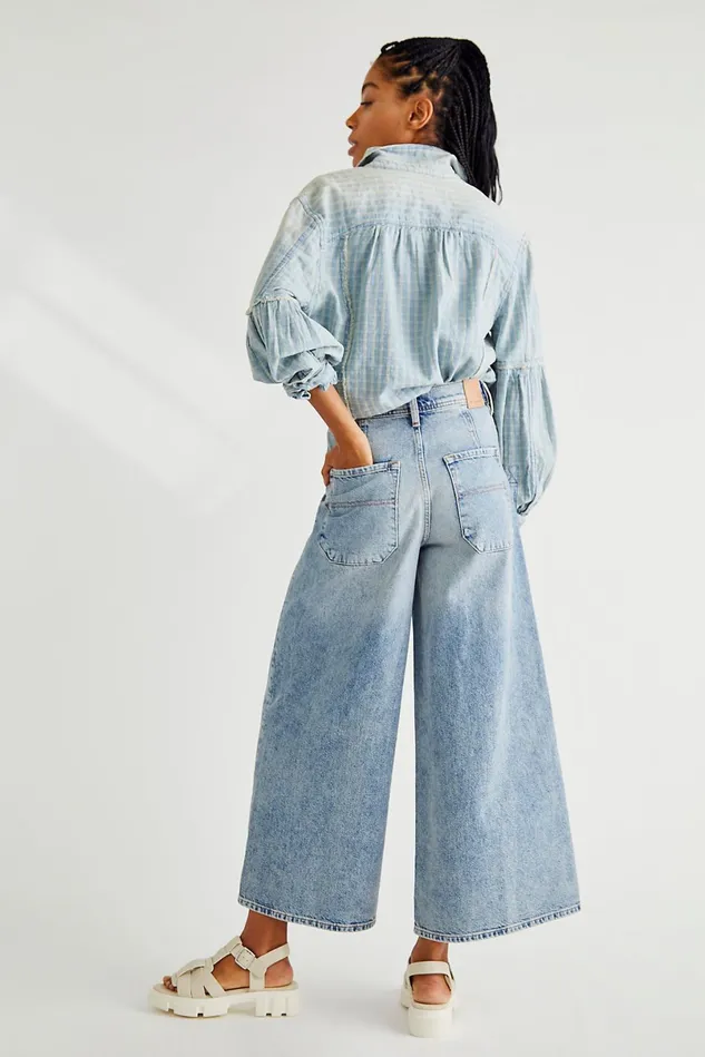 Women WideLeg Jeans Free People Landry Wide Leg Jeans Mabel Blue