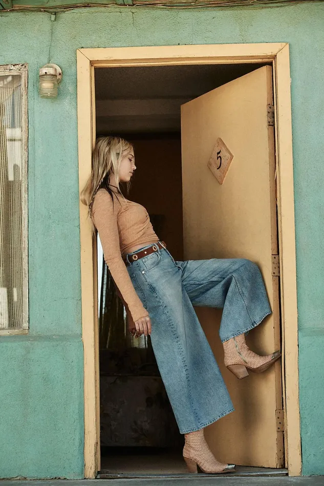 Women WideLeg Jeans Free People Landry Wide Leg Jeans Mabel Blue