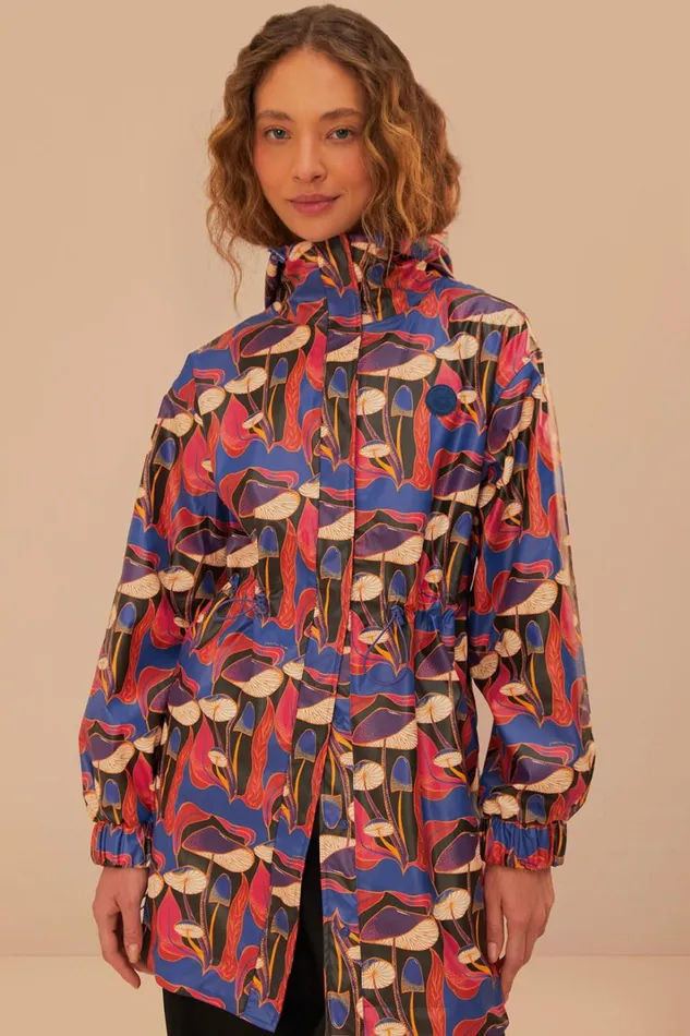 Women Wild Mushrooms Short Raincoat Wild Mushrooms Black FARM Rio Coats